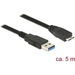 Delock USB 3.0 Cable Type-A Male to USB Micro-B 3.0 Male, 5 m, Black (85076)