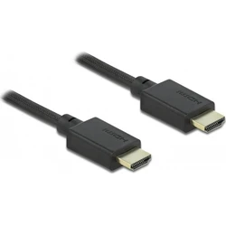 Delock Καλώδιο HDMI 2.1 Υψηλής Ταχύτητας 48 Gbps 8K 60Hz πλεκτό 1 m - Μαύρο