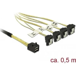Delock Mini SAS HD SFF-8643 to 4 x SATA 7-pin Angled Cable 0.5 m (MPN: 85684)