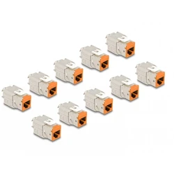 Delock Keystone Module RJ45 to LSA Cat.6A Tool‑Free, Orange – Set of 10 (MPN 88117)