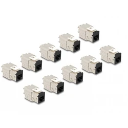 Keystone RJ45 υποδοχή LSA Cat.6A εργαλείο-ελεύθερο μαύρο σετ 10 τεμαχίων