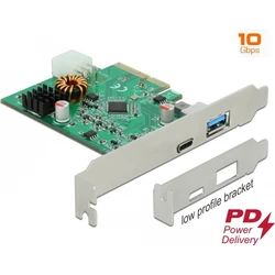 DeLOCK Κάρτα PCIe x4 σε 1x εξωτερική θύρα USB Type-C (PD) + 1x εξωτερική θύρα USB Type-A SuperSpeed 10 Gbps (USB 3.2 Gen 2) - Model 89001