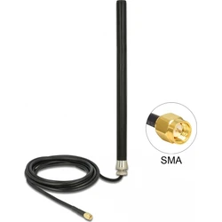 DELOCK LTE/UMTS/GSM κεραία SMA (αρσενικό) 3 dBi, ομοιοκατευθυντική, σταθερή με καλώδιο RG-58 3 m, τοίχου, εξωτερική, μαύρη