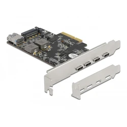 Delock PCI Express x4 card to 4 x USB Type-C + 1 x USB Type-A — SuperSpeed USB 10 Gbps — Low Profile