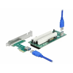 Delock Riser Κάρτα PCI Express x1 σε 2 x PCI 32-bit με καλώδιο 60 cm, Μάρκα DeLOCK, Μοντέλο 90066
