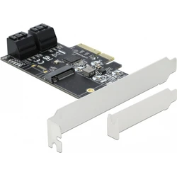 Delock Κάρτα PCIe x4 με 4 θύρες SATA και 1 υποδοχή M.2 Key B (Low Profile) - MPN 90396