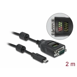 Delock USB Type-C to Serial DB9 Adapter with 9‑LED RS‑232 Tester (Model 90414, SKU 21150219)