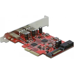 DeLOCK Κάρτα PCI Express x4 σε 1x εξωτερική θύρα USB Type-C + 2x εξωτερικές θύρες USB Type-A (USB 3.2) - Μοντέλο 90492