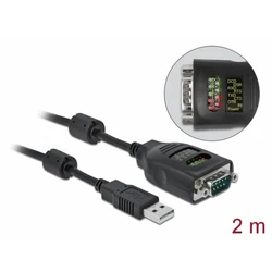 Delock USB Type-A to Serial RS-232 (DB9) Adapter with 9‑LED Tester, 2 m (MPN: 90497)