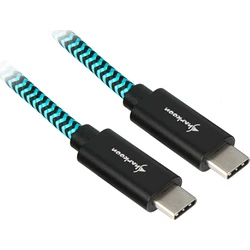 Sharkoon Braided USB 3.1 USB-C to USB-C Cable, 1 m (black/light blue)