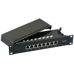 EFB Mini-Patchpanel STP 8xRJ45 Cat6A 10'' 1U Μαύρο (37736SW.8)