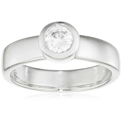 Diamonfire Γυναικείο Δαχτυλίδι από Ασήμι με Ζιργκόν 4mm - Μέγεθος 17