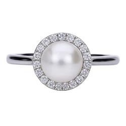 Diamonfire Γυναικείο Δαχτυλίδι από Ασήμι με Πέρλα & Ζιργκόν, Μέγεθος 16,5