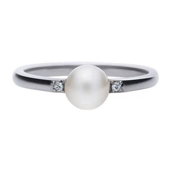 Diamonfire Γυναικείο Δαχτυλίδι με Πέρλες & Ζιργκόν από Ασήμι, Μέγεθος 16