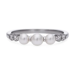 Diamonfire Γυναικείο Δαχτυλίδι με Πέρλες & Ζιργκόν από Ασήμι, Μέγεθος 16