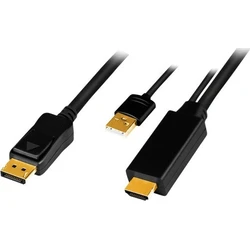 LogiLink Καλώδιο DisplayPort αρσενικό σε HDMI αρσενικό, 2 m, Μαύρο (CH0091)