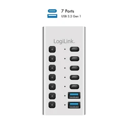 LogiLink Hub 7 θυρών USB 3.2 με 2x USB-A & 5x USB-C, Αλουμίνιο, Ασημί (UA0447)