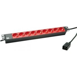 BACHMANN 19'' (48,26 cm) Ράβδος πρίζας, 9x Schutzkontakt, C20 βύσμα, μαύρο