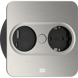 Bachmann Μονή Χωνευτή Πρίζα Ρεύματος με 2 Θύρες USB Γκρι 946.005