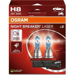 Osram Λάμπες Αυτοκινήτου Night Breaker Laser H8 Αλογόνου Λευκό 12V 35W 2τμχ