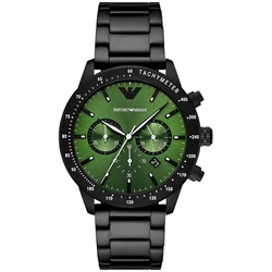 Emporio Armani Men's Watch 43 mm Quartz Chronograph with Black Metal Bracelet AR11472
