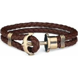 Paul Hewitt Small Leather Bracelet Anchor Design 17-18 cm — Brown (PH-PH-L-M-BR)