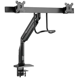 HAGOR Gasliftarm Dual (Black) – Dual Gaslift Monitor Arm, Desk Clamp, 2 Screens