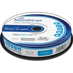 MediaRange Blu-ray BD-R 25GB, 10 τεμάχια, Cake Box, Printable (Full-surface Inkjet), 6x