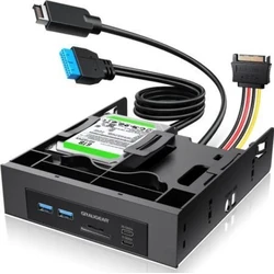 GRAUGEAR USB Hub + Card Reader Front Panel with 2.5" SSD Bracket (Model G-MP01CR-5)