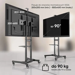 Onkron TS1891-B Κινητή Βάση Δαπέδου για Τηλεοράσεις 50-90 ίντσες Μαύρο