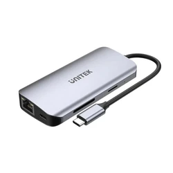 Unitek USB-C Docking Station D1122A01 – USB-C Hub με HDMI 4K, Power Delivery, Ethernet, 2 Οθόνες, Ασημί