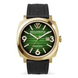Watchpeople Men's Quartz Watch 45mm Green Dial Black Silicone Strap (Model 700988)
