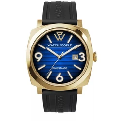 Ice Γυναικείο Ρολόι Watchpeople 700991 (45mm) - Χρυσή Κάσα, Μπλε Καντράν, Μαύρο Σιλικόνης Μπρασελέ