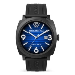 Γυναικείο Ρολόι Watchpeople 700992 - Μπλε καντράν, Μαύρη κάσα, Μαύρο σιλικόνης λουράκι