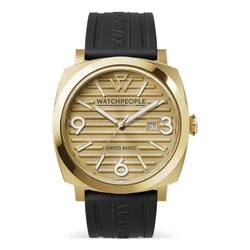 Γυναικείο Ρολόι Watchpeople 700993 — Quartz 45MM, Χρυσή κάσα & καντράν, Μαύρο σιλικονούχο λουράκι