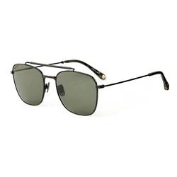 Belstaff Men's Sunglasses BECKHAM-S130 – Grey Metal Frame with Green Lens