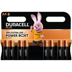 Duracell Plus Alkaline Batteries AA 1.5V - 8 pcs