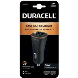 Duracell Φορτιστής Αυτοκινήτου 30W 4.8A (2x USB-A) Μαύρο