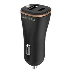 Duracell Φορτιστής Αυτοκινήτου 27W USB-A + USB-C Μαύρο DR6026A