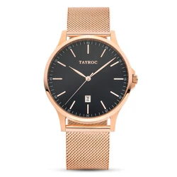Tayroc Men's Watch TXM109 40mm - Black Dial, Pink Stainless Steel Bracelet