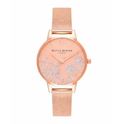Olivia Burton Γυναικείο Ρολόι 30mm Μπαταρίας με Ροζ Μεταλλικό Μπρασελέ OB16MV77