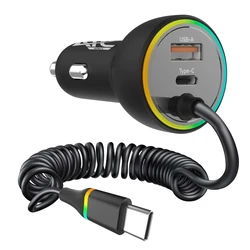 ATC-CA08 Φορτιστής Αυτοκινήτου 70W με 2 Θύρες (USB-A & USB-C) και Καλώδιο Type-C