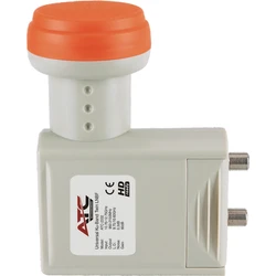 ATC LNB Διπλό (Twin) ATC-2332 — Διπλή έξοδος για δύο δέκτες, Θόρυβος 0,3 dB, Είσοδος 10,70–12,75 GHz, Έξοδος 950–2150 MHz, Σύνδεση F 75Ω.