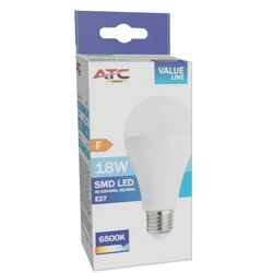 ATC SMD LED Λαμπτήρας A65 E27 18W 1850 lm 6500K Ψυχρό Φως 180°