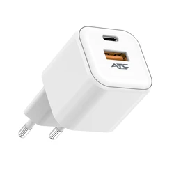 ATC-CHF15 Φορτιστής GaN Ταχείας Φόρτισης με 2 Θύρες USB-A & Type-C 20W