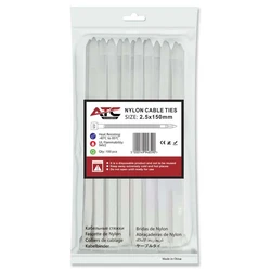 ATC Δεματικά 2.5x150mm Νάιλον Λευκά 100τμχ (σακουλάκι)
