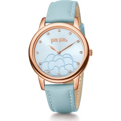 Folli Follie Santorini Flower Blue WF15R036SSL Women's 34mm Quartz Analog Watch with Blue Leather Strap
