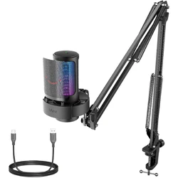FIFINE A8T Μικρόφωνο πυκνωτή USB RGB με βραχίονα/βάση (Μαύρο)