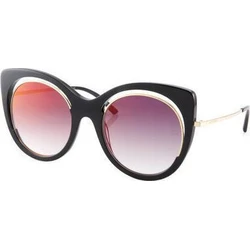 Ana Hickmann Women's Sunglasses Black Frame with Red Mirror Lens AH9265 A01 (AH9265-54A01)