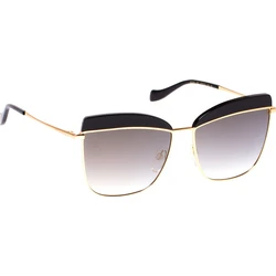 Ana Hickmann Women's Sunglasses Black Metal Frame with Brown Gradient Mirror Lens AH3191 A01